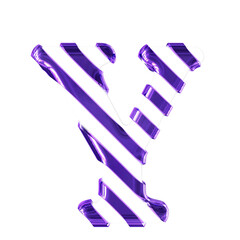 White symbol with thin purple diagonal straps. letter y