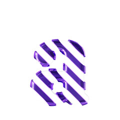 White symbol with thin purple diagonal straps. letter a