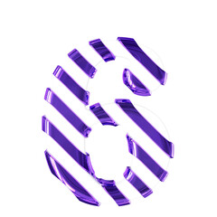 White symbol with thin purple diagonal straps. number 6