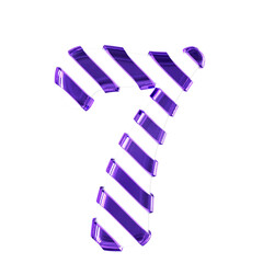 White symbol with thin purple diagonal straps. number 7