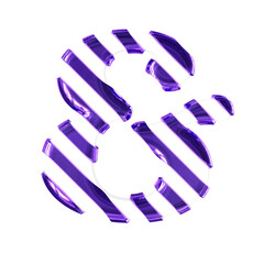 White symbol with thin purple diagonal straps
