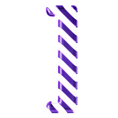 White symbol with thin purple diagonal straps