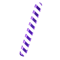 White symbol with thin purple diagonal straps