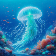 ocean blue water jellyfish