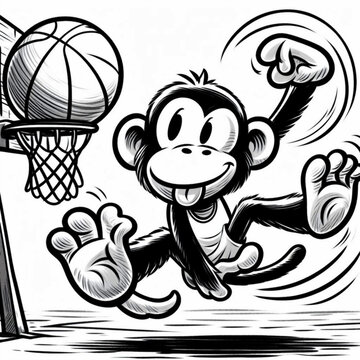 Basketball monkey black and white
