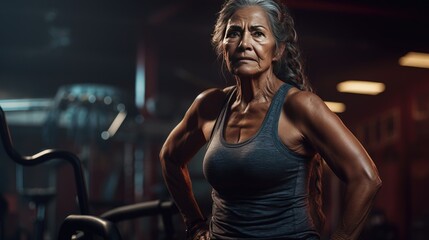 Fototapeta na wymiar Senior woman in the gym