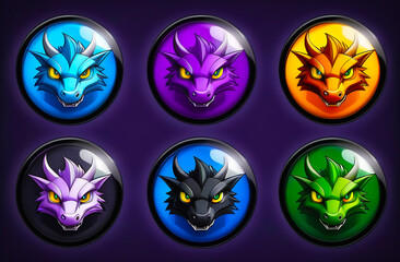 Obraz premium A set of dragon characters with various expressions. 2024 is called the 'Year of the Dragon' in Asia and Korea.