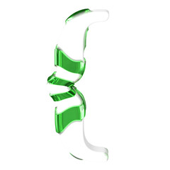 White symbol with thick green straps