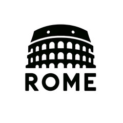 Silhouette icon of the Colosseum in Rome, Italy