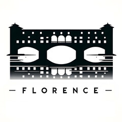 Silhouette icon of the Ponte Vecchio in Florence, Italy