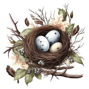recommend clip art: Easter themed clip art eggs in a nest with flowers light theme