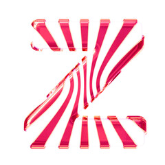 White symbol with pink thin vertical straps. letter z