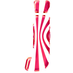 White symbol with pink thin vertical straps. letter j