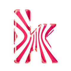 White symbol with pink thin vertical straps. letter k