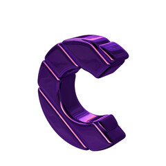 Dark purple diagonal block 3d symbol view from the left. letter c