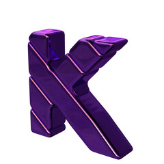 Dark purple diagonal block 3d symbol view from the left. letter k