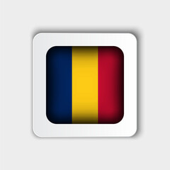 Fototapeta premium Chad Flag Button Flat Design