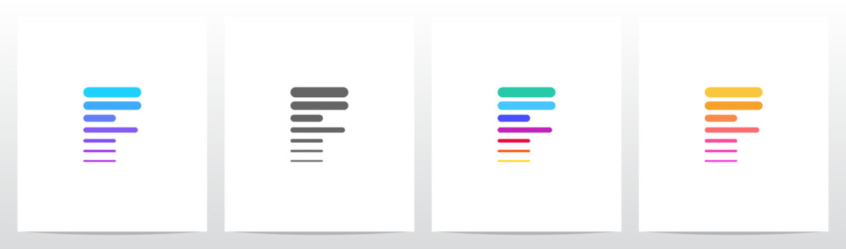 Horizontal Lines Thick And Thin Letter Logo Design F