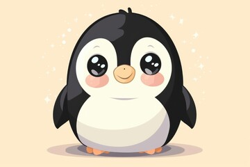 A lovable animated penguin with big, expressive eyes waddles into our hearts through this charmingly detailed cartoon clipart illustration