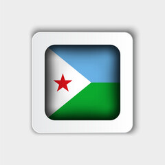 Djibouti Flag Button Flat Design