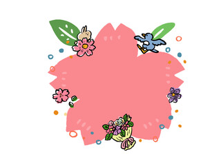 桜のフレーム　見出し　水彩風　シンプル