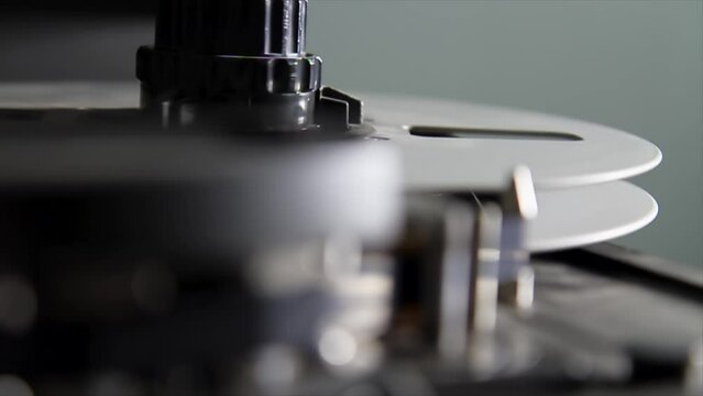 Reel to Reel Vintage Audio Recorder Gears Turning