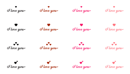 Valentines day background with pixel art hearts and cursive type typography of I love you text. Vector illustration. posters, brochure, banner, black and white, red, hot pink, pastel pink