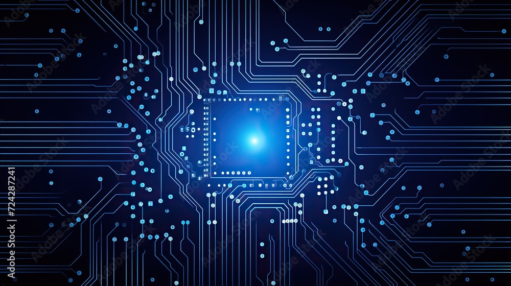 Fototapete circuit technology background with high-tech digital data connection system, cyber circuit future te