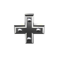 Silver symbol with metal rivets