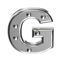 Silver symbol with metal rivets. letter g