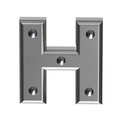 Silver symbol with metal rivets. letter h