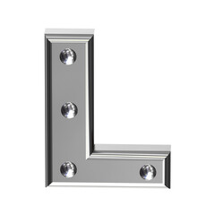 Silver symbol with metal rivets. letter l