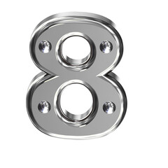 Silver symbol with metal rivets. number 8