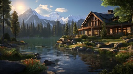 Fototapeta premium Tranquil Mountain Escape