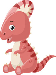 Cute little parasaurolophus cartoon on white background