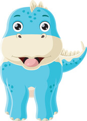Cute baby dinosaur cartoon on white background