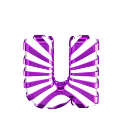 White symbol with purple straps. letter u