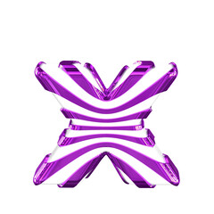 White symbol with purple straps. letter x