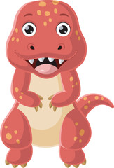 Cute baby dinosaur cartoon on white background