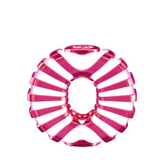 White symbol with pink straps. letter o