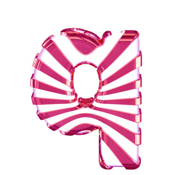 White symbol with pink straps. letter q