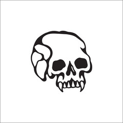 vector illustration of a fanged skull
