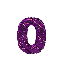 Purple symbol made from rough diagonal blocks. view from above. number 0