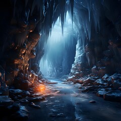 Fantasy alien cave. 3D illustration. 3D CG. High resolution.