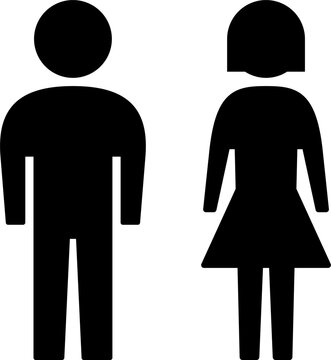 Simple Basic Couple Female and Male or Man and Woman Human People Figures Icon Set. Vector Image.