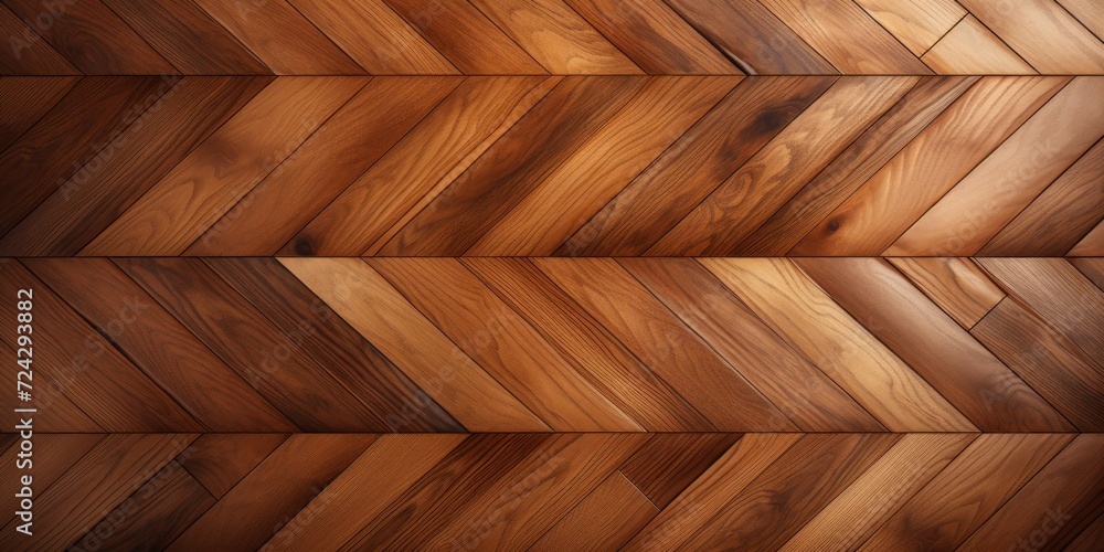 Poster wooden wall with chevron pattern design generative ai