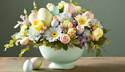 A pastel paradise of Easter treats and flowers, this arrangement is a delightful nod to the sweetness of spring celebrations
