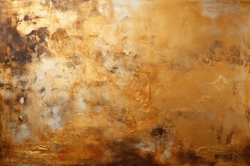 Gold and Brown Painting on Wall With Vintage Paper Background Generative AI - obrazy, fototapety, plakaty