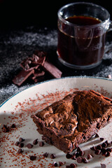 chocolate cake with coffee