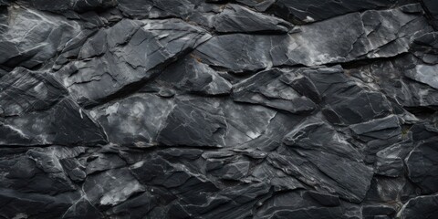 Black Rock Wall With Intricate Patterns and Textures Generative AI